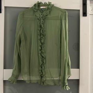 Boden Icons Grace Silk Shirt, Sheer, Sz. 14